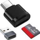 TF Card Reader, Micro SD Card Reader, Type C TF Memory Card Reader Adapter with USB C to USB Adapter Compatible with Laptops, MacBook, Samsung Galaxy (Black)