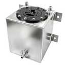 GSTP Universal 1 Gallon 4L Fuel Cell Tank with Cap and Level Sender Polished Aluminum Silver