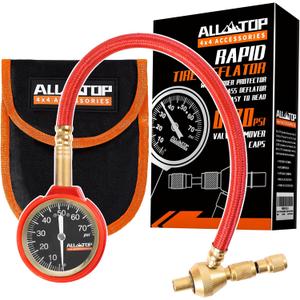 ALL-TOP 4x4 Rapid Tire Deflator Kit 0-70PSI Tire Pressure Gauge/Air Down Master/for Offroad Tire of Jeep, Truck & ATV