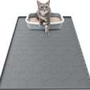 Cat Litter Box Mat, Large 34" X 22" Cat Litter Mat, Waterproof Silicone Pad for Floor, Dark Gray