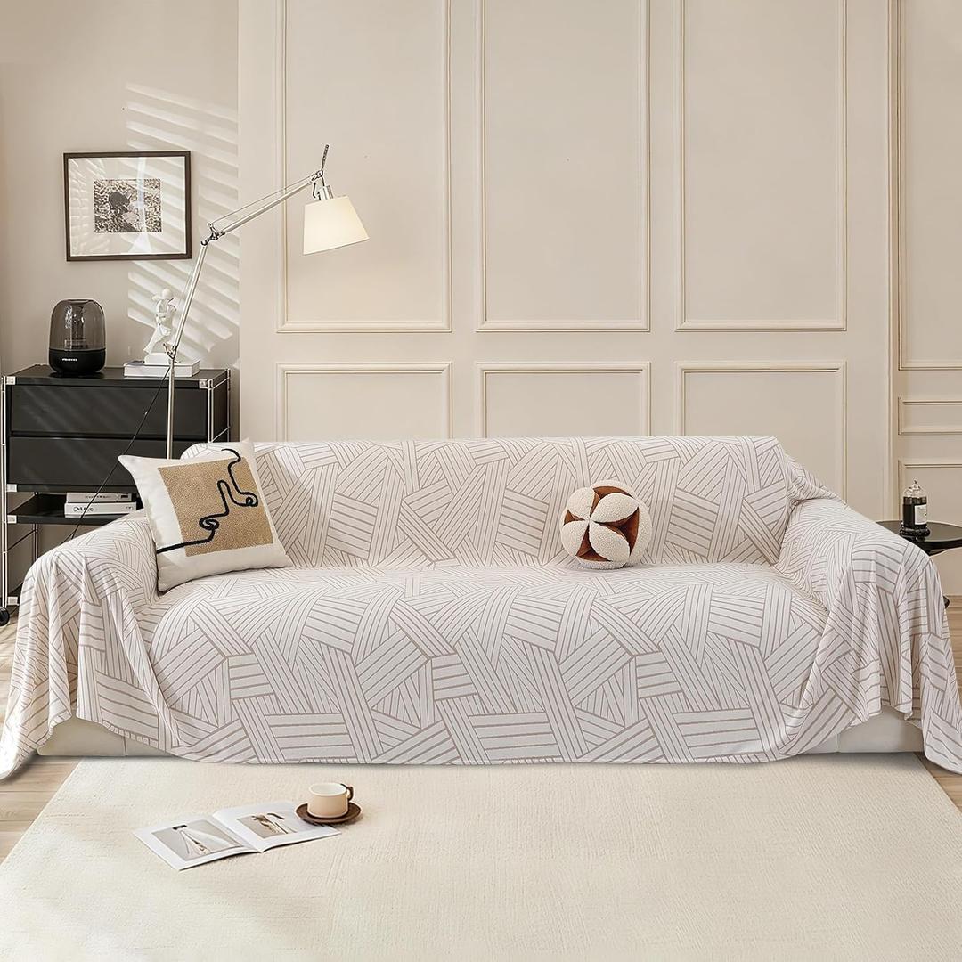 Boho Couch Cover for Dogs, 78"x150", Washable Sofa Covers for 3 Cushion Couch, Couch Covers for Sectional Sofa L Shape, Soft Pet Couch Cover, Sofa Slipcovers Living Room, Beige