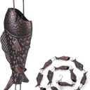 Antique Bronze Rain Chain with Rainbow Trout for Heavy Rain, Functional and Decorative Replacement Downspout Chain for Outside, Rain Catcher Chain for Gutters, 8.5FT