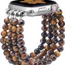 Natural Stone Bracelet Beaded-Bands Women Compatible with Apple Watch 38mm 40mm 41mm 42mm (S10/11) Feminine Cute Handmade Stretch Strap for iWatch Series 11/10/9/8/7/6/5/4/3/2/1 SE 3/2/1