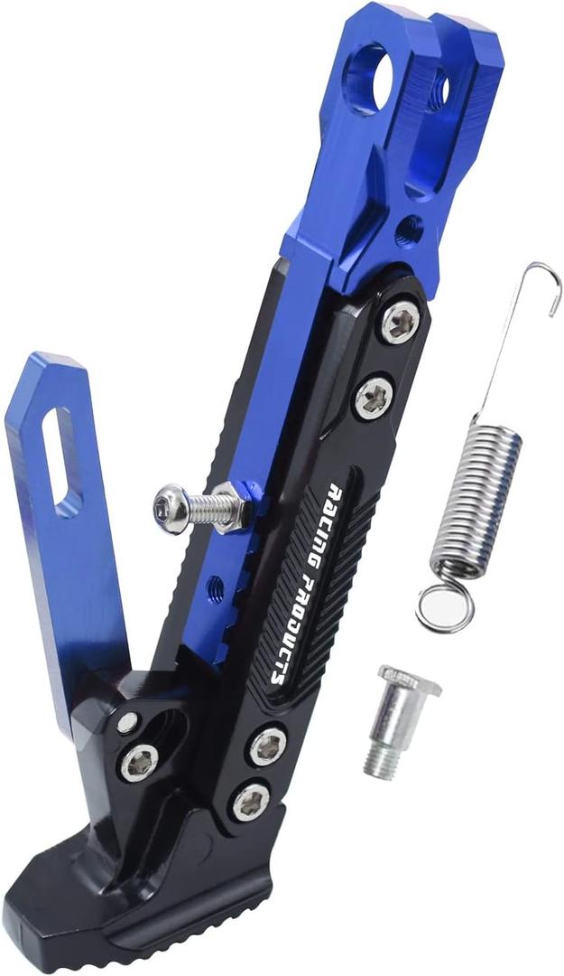 Universal Motorcycle Kickstand Adjustable Foot Side Support Parking Kickstand for Electric Motorbike Parking Foot Side Support Stand (Blue)