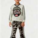 Toddler Baby Boy Clothes Cartoon Face Print Colour Blocking Sweatshirt + Sweatpants Outfits Set (11-12 Years)