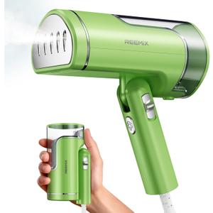 Reemix Portable Garment Steamer, Powerful Foldable Handhled Steamer 1300W, Travel Size Steamer For Clothes 20S Fast Heat-up, Fabric Steamer for Home & Travel, 120V Only (Green)