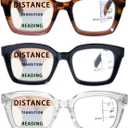 HIYANJN 3 Pack Progressive Multifocal Reading Glasses for Women Men Oprah style Blue Light Blocking Spring Hinger Readers 2.00