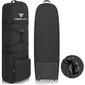 Golf Travel Bags for Airlines with Adjustable Support Rod and Detachable Shoulder Straps, Hard case Top Soft Foldable Golf Club Travel Covers (Black)