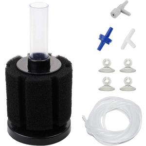 AQUANEAT Aquarium Air Powered Sponge Filter, Fish Tank Bio Bubble Filter with Airline Tubing, Valves, Suction Cup (Up to 20Gal)