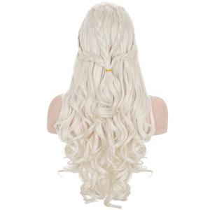 morvally Long Blonde Braided Cosplay Wig Women's Blond Wavy Curly Synthetic Hair Wigs for Halloween Costume Party(Light Blonde)