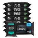 DUDE Wipes Unscented Flushable Wipes - Extra-Large Adult Wet Wipes for Sensitive Skin - 8 Pack (384 Count) + Mint Travel Pack (18 Count) - Infused with Vitamin E and Aloe - Septic and Sewer Safe