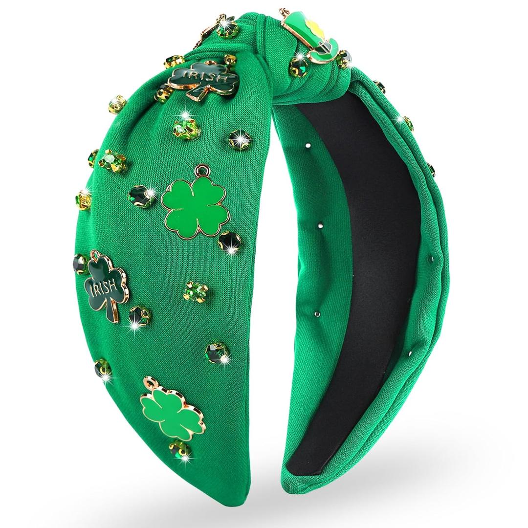 St Patrick's Day Headbands for Women Teen Girls, Shamrock & Four Leaf Clover Headband, Saint Patricks Day Gifts Hair Accessories to Match Irish Holiday Outfit Clothes Shirts Dress (Clover)
