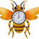 Unique Outdoor Clock Silent None-Ticking, Outdoor Wall Clock with Thermometer & Humidity, Waterproof Outside Clock for Patio, Living Room, Kitchen (Yellow Bee)