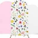 Set of 3 Wildflowers Floral Wedding Arch Backdrop Covers, 4 5 6 ft Baby Shower Theme Birthday Party Decoration Spandex Wedding Arch Stand Covers for Party Birthday