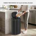 iTouchless 13 Gallon Oval Automatic Garbage Can with Odor Filter, 50L Touchless Kitchen Wastebasket, Smart Hands-Free Motion Sensor Lid, Fingerprint-Proof, Soft-Close, Modern Matte Black Finish