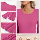 Ficerd 3 Pack Women's Ribbed Long Sleeve Tops, Crew Neck Slim Fit Undershirts Knit Basic Casual Stretch Layering Tee Shirts (Yellow, M)