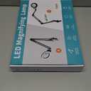 KIRKAS 12X Magnifying Glass with Light and Clamp, Extra-Long Arm Magnifying Lamp Overhead Knob for Workbench Craft Repair Sewing, LED Lighted Magnifier Real Glass Lens Stepless Dimming and Color