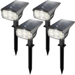 LEREKAM Solar Spot Lights Outdoor,IP65 Waterproof 40 LEDs Landscape Spotlights,USB & Solar Powered Wall Lights,3 Modes Outdoor Solar Garden Lights for Yard Porch 4 Pack (Cool White)