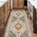 Tangsoo 2.6x8 Washable Runner Rug for Hallways, Non Slip Vintage Rug, Soft Low Pile Long Runner, Blue Carpet Runners for Kitchen Bedroom Entryway Bathroom Living Room