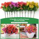 Homsunny Artificial Fake Flowers Plants for Outdoors - 12 Bundles Fake Plants Faux Silk Flowers Outside, UV Resistant for Planter Front, Porch, Garden, Patio, Spring Summer Decor
