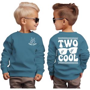GLIGLITTR 2nd Birthday Sweatshirt for Boy Two Cool Birthday Outfit 2 Year Old Toddler Boy Second Bday Party Long Sleeve Shirt(Blue, 2T)