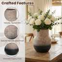Large Rustic Ceramic vase Farmhouse Vintage Pottery for Shelf Decor Room Decor,Brown Ombre Terracotta Vase,11'' Round Decorative Vases Home Decor Living Room (11inch)