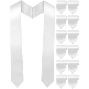 TFTAFAN Bulk 12 Pack Blank Graduation Stoles Sash - 70" Unisex Customizable for 2025 High School & College Ceremonies (White)