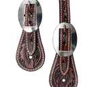 Leather Spur Strap Basket Tooled