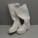 DREAM PAIRS Knee High Boots, Comfortable Chunky Platform Round-Toe Side Zip Boots for Women (9, White)