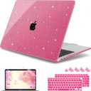 May Chen Compatible with MacBook Air 13 inch Case 2021 2020 2019 2018 Release Model: M1 A2337 A2179 A1932, Plastic Hard Shell Case for Ma Air 13 inch with Retina Display Fits Touch ID, Peach Glitter