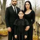 JenPen 2 Pcs Gothic Black Girls Halloween Costume Outfit with Double Braid Wig 2025 Detective Kids Cosplay Dress Accessories (M)