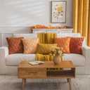 COSIBONO Maple Leaf Fall Throw Pillow Covers 18"x18" Set of 2, Orange Farmhouse Decorative Pillow Covers for Autumn Harvest Holiday Accent Pillow Cases, Faux Fur Pillow Covers for Couch Bed Room