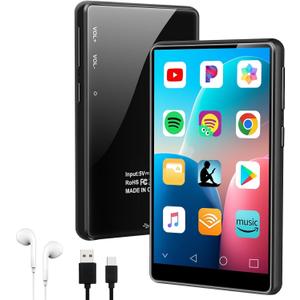 MP3 Player with Bluetooth and WiFi, 4" Touch Screen Music Player with Spotify, Play Store, Pandora, Audible, Amazon Music, Android MP4 MP3 Player