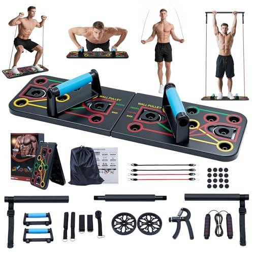 Tongdayi Push Up Board, Portable Fitness Equipment, Home Gym, Pilates Board, and 20 Fitness Accessories, including Resistance Bands and an Ab Wheel, for Full-body Workouts at Home