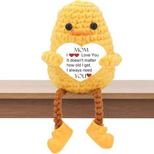 Ayzololo Funny for Mom, Cute Support Duck for Mother's Day Mom Birthday Valentine's Day from Daughter Son, Handmade Crochet Knitted Positive Long Legged Cute Duck Gifts Pack of 3