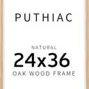 puthiac 24x36 Solid Oak Wood Picture Frame, 24 x 36 Poster Frames for Wall, Vertical or Horizontal, Plexi Front, 1 Pack, Natural Oak