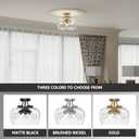 VONLUCE Semi Flush Mount Ceiling Light, 13.8" Ceiling Light Fixture with Clear Glass Shade, E26 Base, 3-Bulb Industrial Lighting Fixture for Hallway Entryway Bedroom, Brushed Gold, ETL Certificated