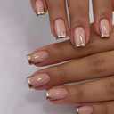 3 x Diowino French Tip Fake Nails 24Pcs Press on Nails Short Glossy Pink Acrylic Nails Summer Artificial Nail Press ons for Manicure Decor Art