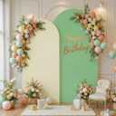 Beige and Sage Green Arch Backdrop Cover Set of 2-7.2 and 6ft Spandex Wedding Arch Covers Stretchy Backdrop for Baby Shower Bridal Shower Birthday Party Photo Balloon Arch Stand Cover