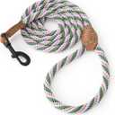 Mile High Life Dog Leash, Braided Rope Leash with Genuine Leather Tip,  Heavy Duty Leashes for Small Medium & Large Dogs Walking (Green, 48 Inch)