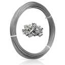 1/16 Wire Rope, 100FT 304 Stainless Steel Cable with 50Pcs Crimp Sleeves, Aircraft Grade, 7x7 Strand, 368lbs Breaking Strength, for Garden Trellis, Clothesline, Railing,Trellis