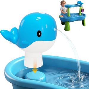 Whale Water Table Pump – Continuous Flow Rechargeable Battery Powered Water Pump for Water Table Accessories – Outdoor Summer Water Play Toys (Blue)