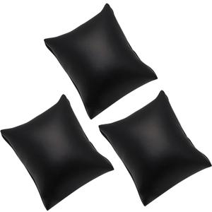 Lxnoap 3 pcs Black Leather Bracelet Watch Pillow Jewelry Displays 3 inch Bracelet Bangle Watch Display Holder