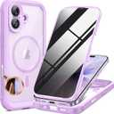 Miracase Magnetic for iPhone 17 Case with Privacy Screen Protector [Compatible with MagSafe],Full Camera Protection and Full Body Shockproof Bumper 17 Phone Cover 6.3", Taro Purple