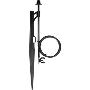 Raindrip A161CPUB Adjustable Flow Bubbler Assembly, Full-Circle Pattern, Fan Spray, 1/4 in. Clamp N Pierce Inlet, Riser, 13 in. Stake, Black, Pack of 1