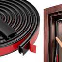 Black Rubber Weather Stripping Door Seal Strip, D Shape Door Weather Seal Strip, Self-Adhesive Soundproofing Frame Insulation Tape for Doors Frame/Window Seal,Blocks Cold Drafts Noise