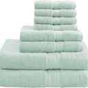 Madison Park 800GSM Bathroom Towel Set of 8 100% Cotton Bath Towel Set for Bathroom Luxurious Highly Absorbent 2 Bath Towels 2 Hand Towels 4 Washcloths Quick Dry Spa Quality Seafoam, Multi-Size Set
