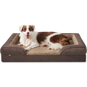 INVENHO Orthopedic Dog Bed for Large Dogs, Washable Waterproof, Egg-Crate Foam Dog Couch Bed with Washable Removable Cover, Waterproof Lining and Nonskid Bottom (L (35"x 25"x 6.5"), Dark Brown)