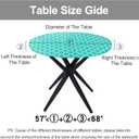 Smiry Round Picnic Tablecloth, Waterproof Elastic Fitted Table Covers for 57" - 68" Tables, Wipeable Flannel Backed Vinyl Tablecloths for Camping, Indoor, Outdoor, Teal & White