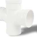 3-Inch 4-Way Double Sanitary Tee Pipe, PVC DWV Fitting for Drain/Sewer/Waste/Vent Systems, Corrosion-Resistant & Leak-Proof Double Socket Connection